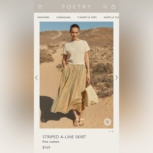 Poetry London Striped A-Line Skirt in Honey Teal – Size 14 – NWT ($169 Retail)